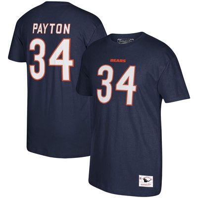 Men's Mitchell & Ness Walter Payton Navy Chicago Bears Retired Player Logo Name & Number T-Shirt