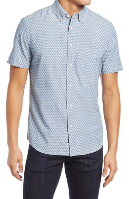 Faherty Playa Regular Fit Print Short Sleeve Button-Down Shirt in Fish Scale Redux