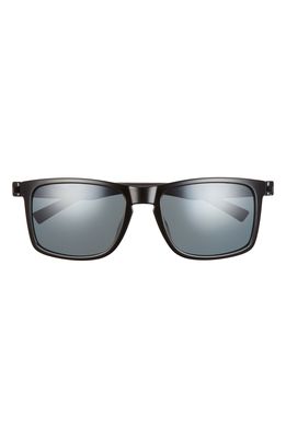 Hurley Classics 56mm Polarized Rectangular Sunglasses in Shiny Black/Smoke Base