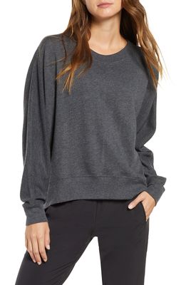 Zella Carey Crew High/Low Sweatshirt in Grey Charcoal Heather