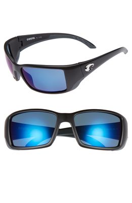 Costa Del Mar Blackfin 60mm Polarized Sunglasses in Matte Black/Blue Mirror