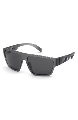 adidas 61mm Rectangular Sunglasses in Grey/Smoke