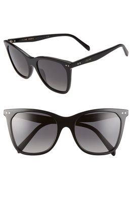 CELINE 55mm Polarized Cat Eye Sunglasses in Black/Smoke