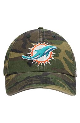 Men's '47 Camo Miami Dolphins Woodland Clean Up Adjustable Hat