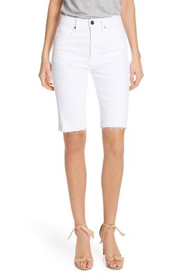 FRAME Le Vintage High Waist Raw Edge Bermuda Shorts in Blanc