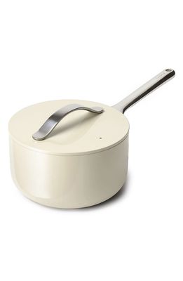 CARAWAY Nonstick Ceramic 3-Quart Sauce Pan with Lid in Cream