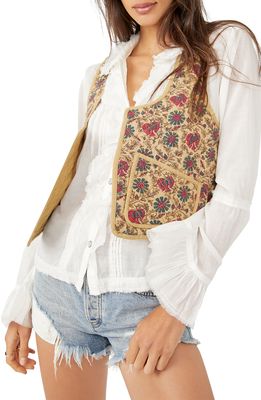 Free People Kenzie Quilted Cotton Vest in Sand Combo