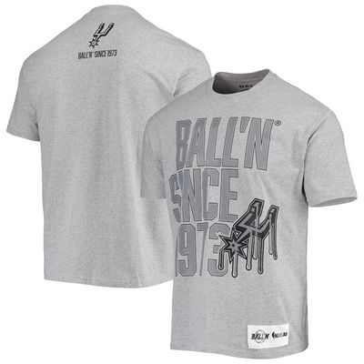 BALL-N Men's BALL'N Heathered Gray San Antonio Spurs Since 1973 T-Shirt in Heather Gray