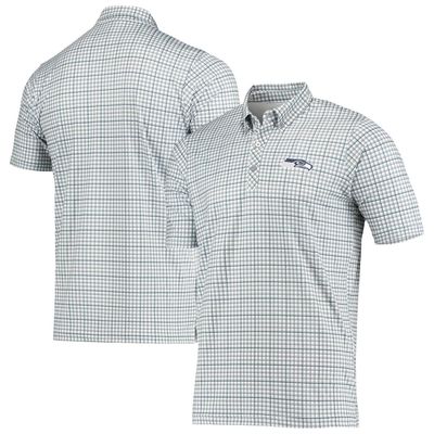 Men's Antigua Gray/Navy Seattle Seahawks Deliver Button-Down Polo in White