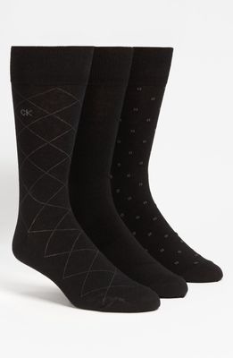 Calvin Klein 3-Pack Patterned Dress Socks in Black