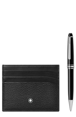 Montblanc Meisterstuck Leather Card Holder & Classique Rollerball Pen Set in Black