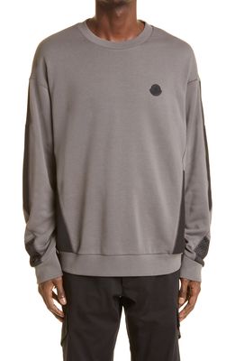 Moncler Logo Colorblock Cotton Sweatshirt in Grey