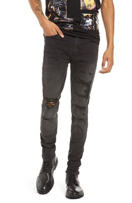 Cult of Individuality Punk Men's Ripped Super Skinny Jeans in Jet