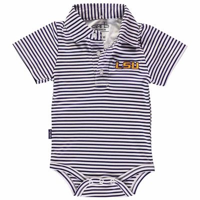 Infant Garb Purple/White LSU Tigers Carson Striped Short Sleeve Bodysuit