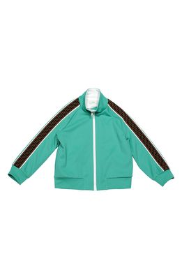 Fendi Kids' FF Logo Stripe Track Jacket in Green