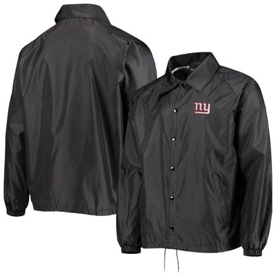 Men's Dunbrooke Black New York Giants Coaches Classic Raglan Full-Snap Windbreaker Jacket