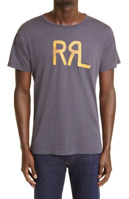 Double RL RRL Logo Graphic Tee in Navy