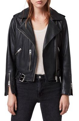 AllSaints Balfern Leather Biker Jacket in Black