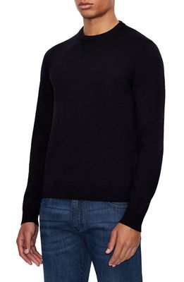 Armani Exchange Crewneck Wool Sweater in Navy