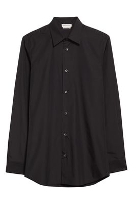 Alexander McQueen Men's Zip Logo Long Sleeve Button-Up Shirt in Black/Red/Silver