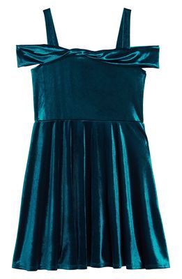 Ava & Yelly Marlyn Twist Front Velvet Dress in Teal