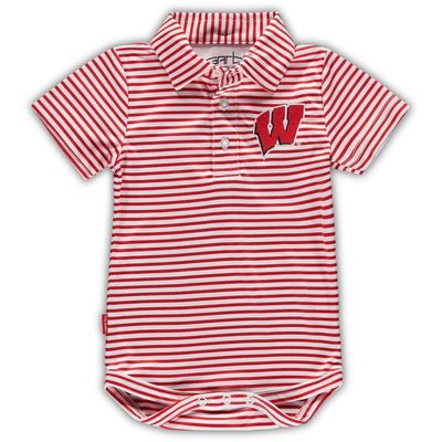 Infant Garb Red Wisconsin Badgers Carson Striped Polo Bodysuit