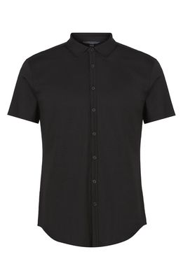 John Varvatos Collection Cotton Knit Button-Up Shirt in Black