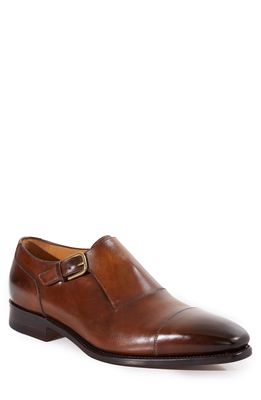 Paul Stuart Giordano Monk Strap Shoe in Brown Leather