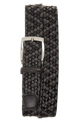 Torino Braided Linen and Leather Belt in Black/Grey