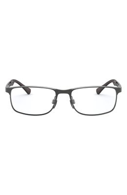 Emporio Armani 54mm Rectangular Optical Glasses in Matte Gunmetal