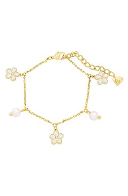 Lily Nily Flower & Pearl Charm Bracelet in Gold