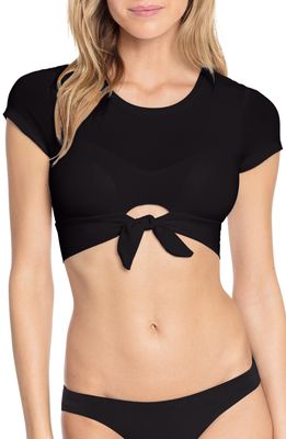 Robin Piccone Ava Knot Front Tee Bikini Top in Black