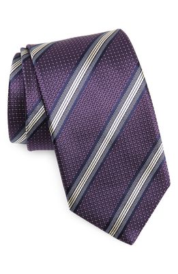 Canali Stripe Silk Tie in Purple