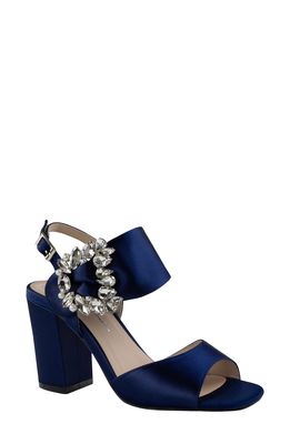 Paradox London Pink Manhattan Embellished Sandal in Navy Satin