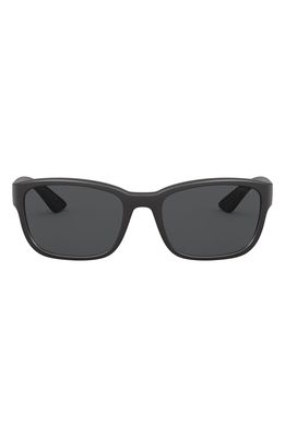 Prada Pillow 57mm Rectangle Sunglasses in Black Demi Shiny/Dark Grey