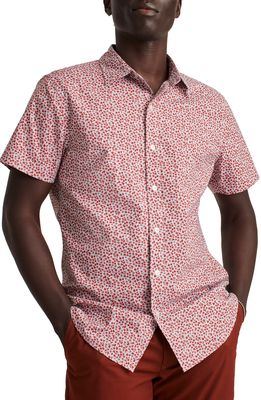 Bonobos Riviera Slim Fit Stretch Print Short Sleeve Button-Up Shirt in Micro Leaves