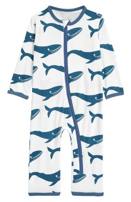 KicKee Pants Whale Print Romper in Fresh Air Blue Whales