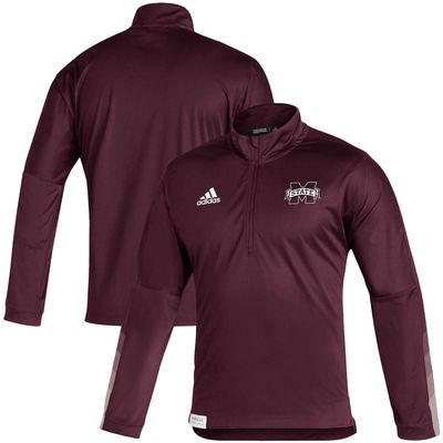 Men's adidas Maroon Mississippi State Bulldogs 2021 Sideline Primeblue Quarter-Zip Jacket