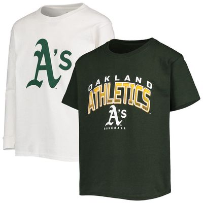 Youth Stitches Green/White Oakland Athletics Team T-Shirt Combo Set