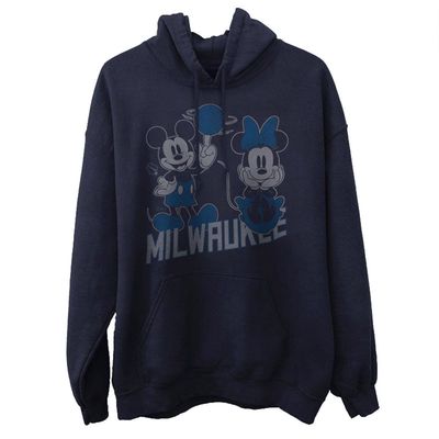 Men's Junk Food Navy Milwaukee Bucks Disney Mickey & Minnie 2020/21 City Edition Pullover Hoodie