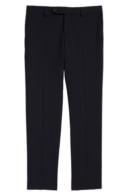 Tallia Solid Wool Blend Flat Front Trousers in Navy