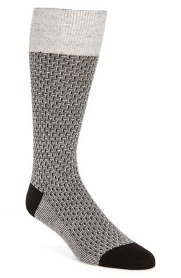 Cole Haan Dog Bone Texture Crew Socks in Black/Grey