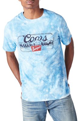 Lucky Brand Coors Banquet Tie Dye Cotton Graphic Tee in Blue Multi