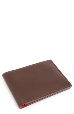 ROYCE New York RFID Leather Bifold Wallet in Brown /Burnt Orange