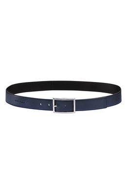 Longchamp Reversible Leather Belt in Navy/Black