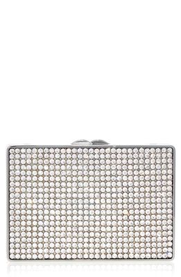 JUDITH LEIBER COUTURE Crystal Embellished Box Clutch in Silver Rhine