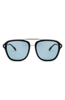 MITA SUSTAINABLE EYEWEAR Lincoln 57mm Square Sunglasses in Shiny Black /Blue