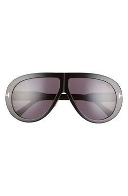 Tom Ford Troy 61mm Shield Sunglasses in Black/Smoke