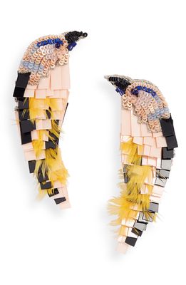 Mignonne Gavigan Bird Embellished Drop Earrings in Toffee