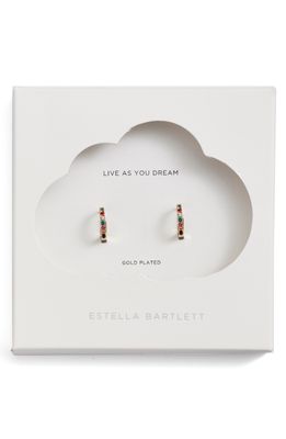 Estella Bartlett Multicolor Crystal Pave Huggie Hoop Earrings in Gold